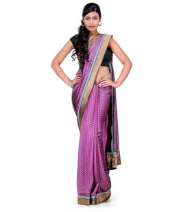 Wine Semi Crepe Jacquard Saree