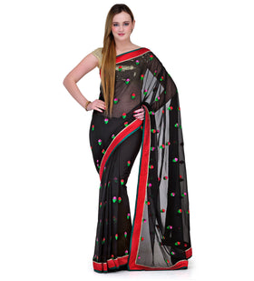 Black Faux Chiffon Saree