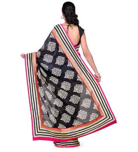 Black Art Silk Printed Saree