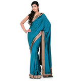 Dark Turquoise Semi Crepe Saree