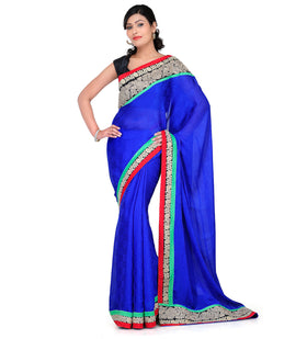 Royal Blue Faux Georgette Saree