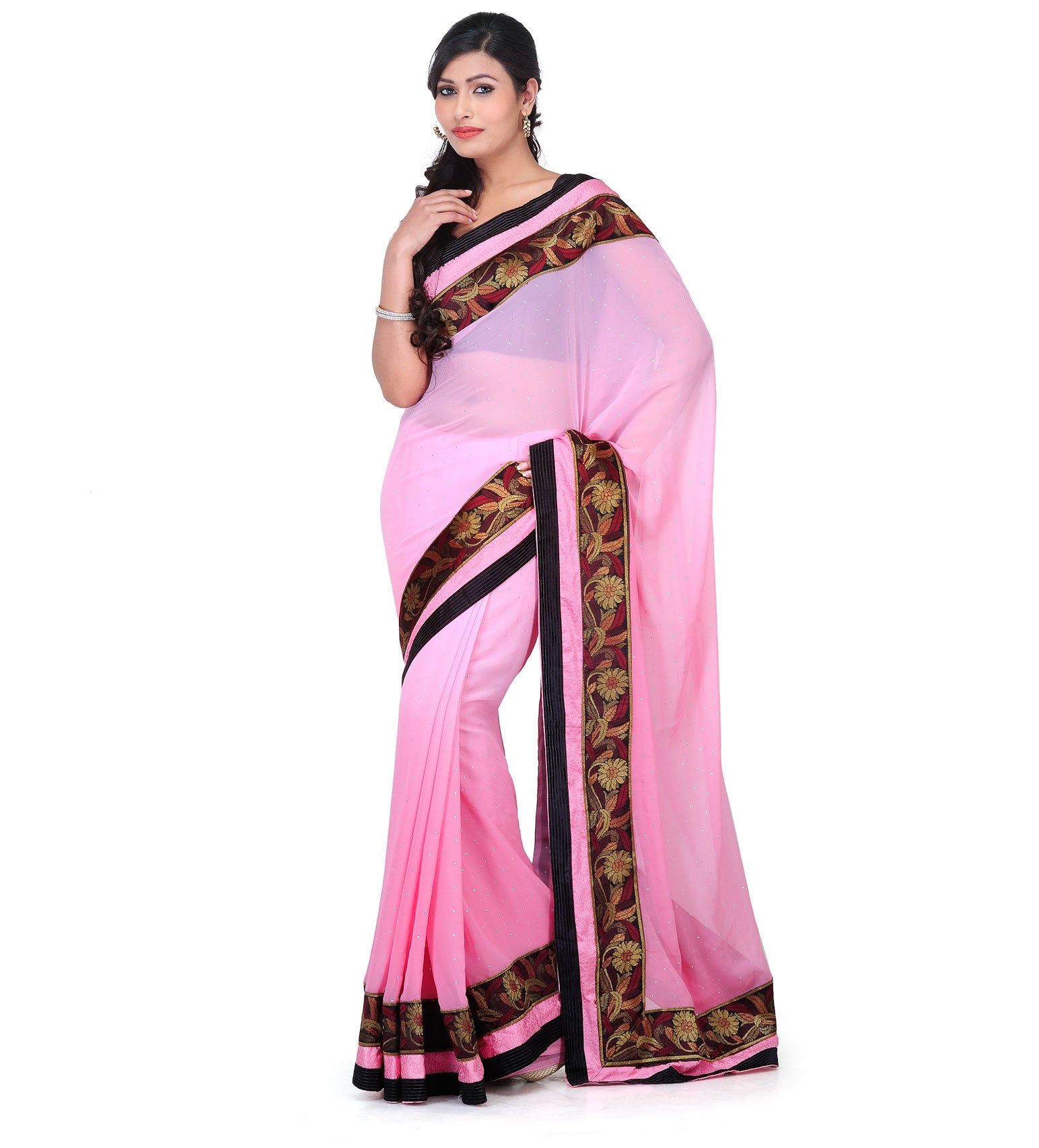 Pink Shaded Faux Georgette Saree