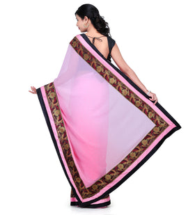 Pink Shaded Faux Georgette Saree