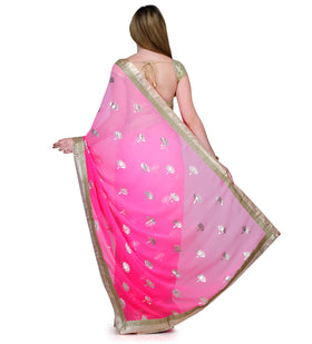 Pink Shaded Faux Chiffon Saree