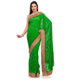 Green Net Saree with Swarovski Work