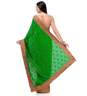 Green Net Saree with Swarovski Work