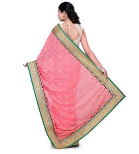 Pink Faux Chiffon Saree