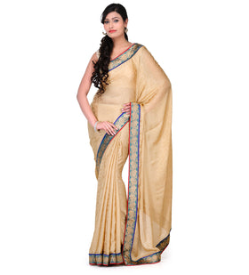 Beige Faux Chiffon Saree