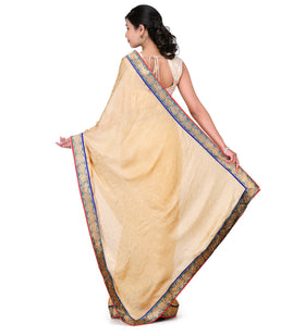 Beige Faux Chiffon Saree