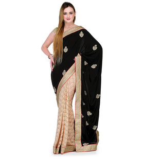 Black Net & Velvet Saree