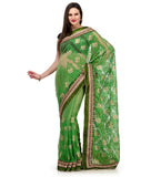 Green Net Saree with Swarovski Work