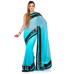 Sky Blue Faux Georgette Saree