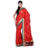 Red Net Jacquard Saree