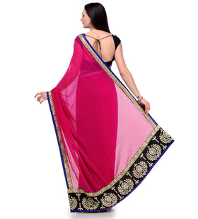 Magenta Faux Chiffon Saree