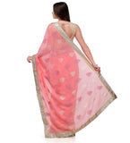 Peach Faux Chiffon Saree