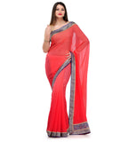 Peach Shaded Faux Georgette Saree