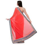 Peach Shaded Faux Georgette Saree