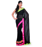 Black Faux Georgette Saree