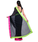 Black Faux Georgette Saree