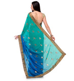 Green & Blue Shaded Faux Chiffon Saree