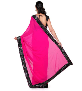 Magenta Faux Georgette Saree