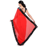 Red Faux Georgette Saree