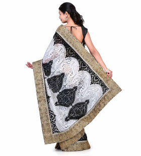 Off White Net Saree with Swarovski Work