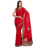 Maroon Net Brasso Saree