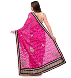 Magenta Net Brasso Saree