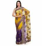 Violet & Mustard Shaded Net Saree