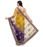 Violet & Mustard Shaded Net Saree