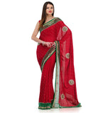 Red Pure Crepe Jacquard Saree