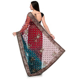 Maroon & Violet Shaded Net Saree