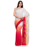 Off White & Magenta Shaded Viscose Saree