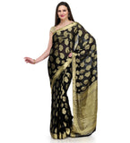 Black Zari Woven Viscose Saree