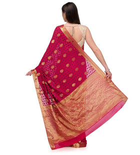 Magenta Viscose Jacquard Saree