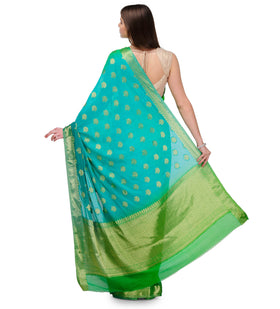 Green & Blue Shaded Viscose Saree