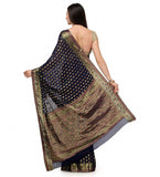 Navy Blue Zari Woven Viscose Saree