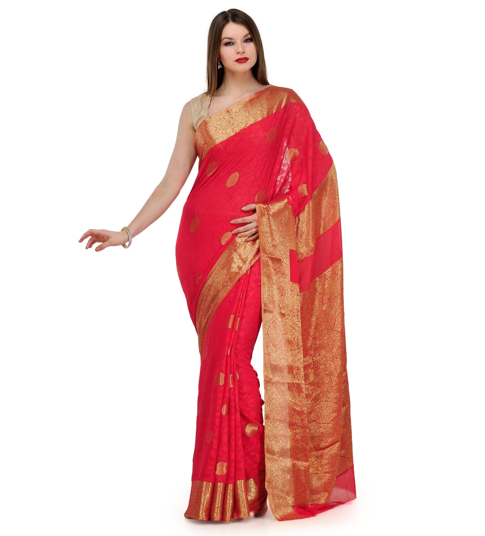 Rose Zari Woven Viscose Saree