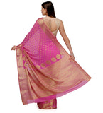 Pink Zari Woven Viscose Saree