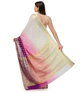 Off White & Pink Shaded Viscose Saree