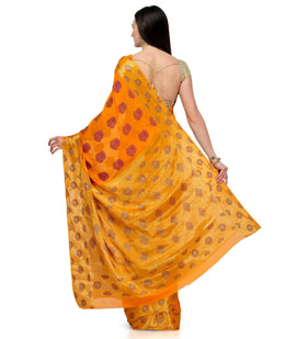 Orange Resham Woven Viscose Saree