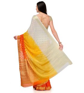 Off White & Yellow Shaded Viscose Saree