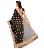 Black & Beige Faux Chiffon Saree