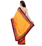 Orange Faux Chanderi Saree