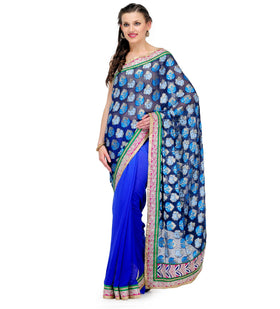 Navy & Royal Blue Viscose Saree