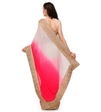 Off White & Rose Shaded Faux Chiffon Saree