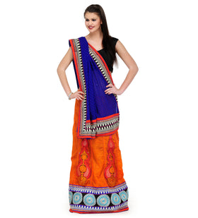 Royal Blue Faux Chiffon Lehenga Style Saree