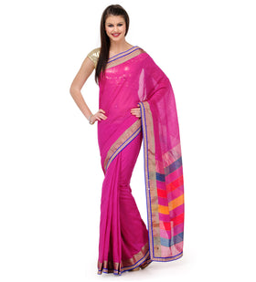 Purple Chanderi Silk Saree