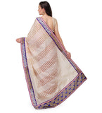 Off White & Maroon Bhagalpuri Silk Saree